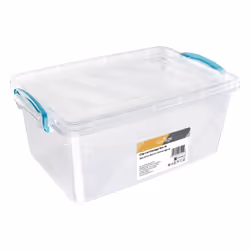 JVL Plastic Clip Lidded Food Storage Box, Stackable & Nestable, Set of 3, 5L, 8.5L, 13.5L