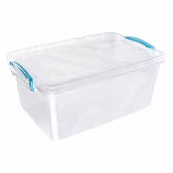 JVL Plastic Clip Lidded Food Storage Box, Stackable & Nestable, Set of 3, 5L, 8.5L, 13.5L