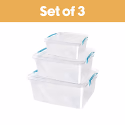 JVL Plastic Clip Lidded Food Storage Box, Stackable & Nestable, Set of 3, 1.6L, 3L, 5L - Additional view 5