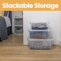 JVL Plastic Clip Lidded Food Storage Box, Stackable & Nestable, Set of 3, 1.6L, 3L, 5L - Additional view 6