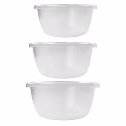 JVL Plastic Sapphire Round Salad Serving Mixing Bowls, Set of 3, 3L, 6L, 9.5L