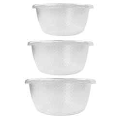 JVL Plastic Sapphire Round Salad Serving Mixing Bowls, Set of 3, 3L, 6L, 9.5L