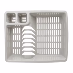 JVL Plastic Dish Drainer and Rectangular Washing Up Bowl Kitchen Set, Grey