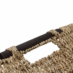 JVL Seagrass Set of 3 Rectangular Storage Baskets with Wooden Handles