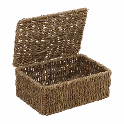 JVL Seagrass Set of 4 Rectangular Lidded Storage Baskets