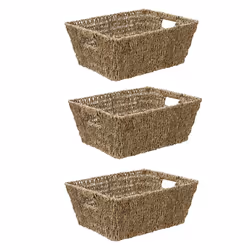 Seagrass Rectangular Storage Basket PK3