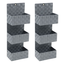 JVL Vichy 3 Tier Nylon Hanging Storage Unit - Set of 2