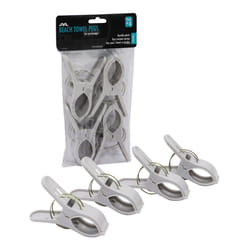 JVL Large Clamp Clip Beach Towel Pegs, Pack of 4, Grey