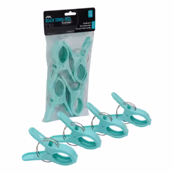 JVL Large Clamp Clip Beach Towel Pegs, Pack of 4, Aqua