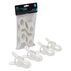 JVL Large Clamp Clip Beach Towel Pegs, Pack of 4, White