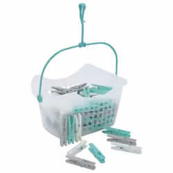 JVL Plastic Peg Basket with 100 Strong Hold Pegs