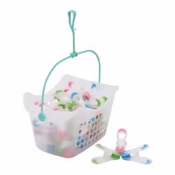 JVL Plastic Peg Basket with 48 Prism Soft Touch Mini Pegs