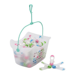 JVL Plastic Peg Basket with 48 Prism Soft Touch Mini Pegs