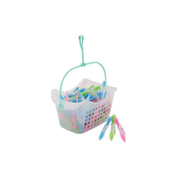 JVL Plastic Peg Basket with 72 Prism Soft touch Leaf Design Pegs