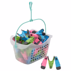 JVL Plastic Peg Basket with 96 Prism Soft Touch Clip Pegs