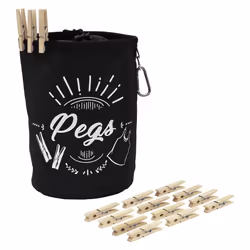 JVL Large Peg Bag with 204 Wooden Pegs