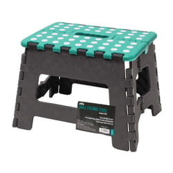 JVL Small Folding Step Stool, Grey/Turquoise,