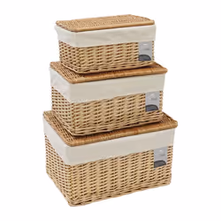 Acacia S/3 Rect Willow Hampers-Honey