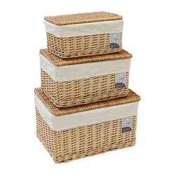 Acacia S/3 Rect Willow Hampers-Honey