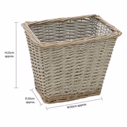 JVL Arianna Rectangular Willow Baskets, Set of 4, Grey Wash