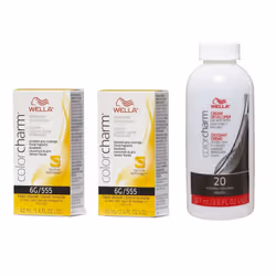 3.6oz) Wella Color Charm Haircolor 6G Hazel Blonde - 6G + 6G+Developer (Vol. 20