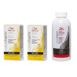 3.6oz) Wella Color Charm Haircolor 6G Hazel Blonde - 6G + 6G+Developer (Vol. 20