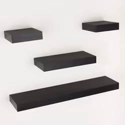Set of 4 Narrow Floating Shelf Wall Mounted Matt Black Storage Shelves