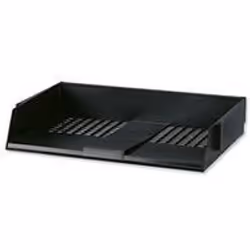 Wide entry version of System tray 44. for use where forward space on desk or shelves is restricted. Stack with Connectors 403 ...