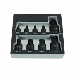 Laser Tools 6725 Spline Socket Bit Set-Low Profile, Silver