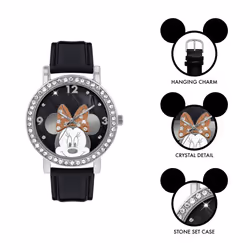 Disney Women's Minnie Mouse Black Strap Watch MN1149