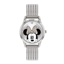 Disney Women's Minnie Mouse Silver Stainless Steal  Strap Watch MN8008