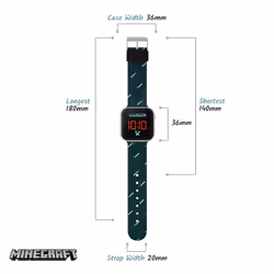 Minecraft Kids Black Strap LED Digital Watch MIN4097