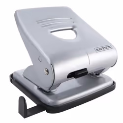Rapesco 827 Two Hole Metal Punch. Punches up to 27 sheets of 80 gsm paper. With handle lock down switch for easy storage and ...