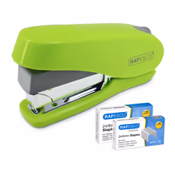 Achieve more with less effort thanks to the new Rapesco Luna: an executive. heavy duty half strip stapler. This powerful comp ...