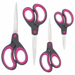 1575 Soft Grip Handle Scissors, Black/Hot Pink, Set of 4