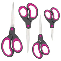 1575 Soft Grip Handle Scissors, Black/Hot Pink, Set of 4