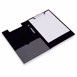 - Durable A4/Foolscap PVC foldover clipboard with extra strong. high capacity wire clip. - Clear internal half width front po ...