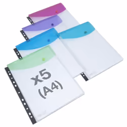 Our multi-punched edged popper wallet will fit perfectly into standard A4 Lever Arch Files and Ring Binders making it ideal f ...
