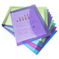 Rapesco ECO Recycled A4+ Popper Wallet – Assorted Bright Transparent – Pack of 10