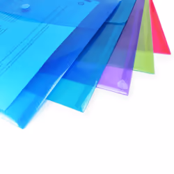 Rapesco ECO Recycled A4+ Popper Wallet – Assorted Bright Transparent – Pack of 10