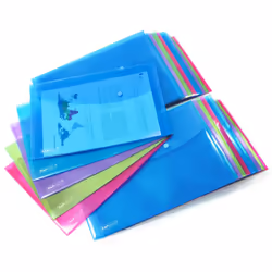 Rapesco ECO Recycled A4+ Popper Wallet – Assorted Bright Transparent – Pack of 40