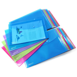 Rapesco ECO Recycled A4+ Popper Wallet – Assorted Bright Transparent – Pack of 40