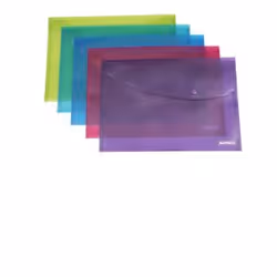 Durable Superline translucent coloured polypropylene file with foldover flap. colour co-ordinated press-stud closure to keep ...