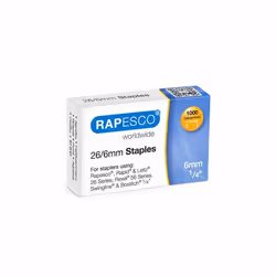 Rapesco S11661Z3, Staples pack, 26/6, 6 mm, 1000 staples, Galvanized steel, Aluminium