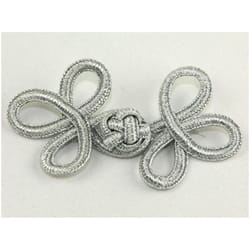Chinese Button Frog Fasteners  Silver - each