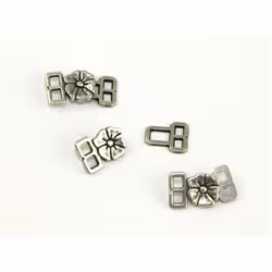 Flower Clasp Buckle  Silver - per pack of 3