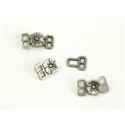 Flower Clasp Buckle  Silver - per pack of 3