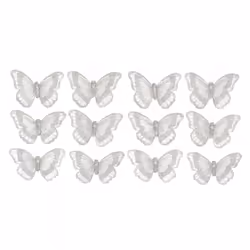 Butterfly Embellishments Silver Glitter - per pack of 12