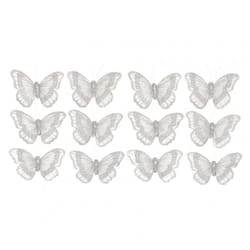 Butterfly Embellishments  Silver Glitter - per pack of 12