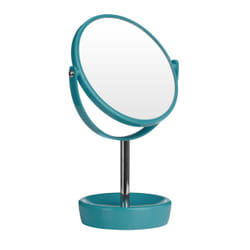 Premier Brands of America Turquoise Plastic Swivel Table Mirror, color Blue, size H30 x D13 x W20